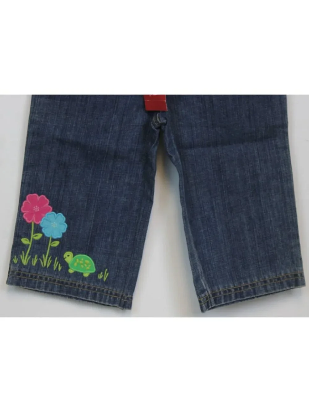 2008 Gymboree Tennis Match sz 4T Capri Jeans Applique Turtle Flower Adjust Waist